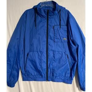 LACOSTE Wind Breaker Blue Men’s L alligator bh2861 Hood Pocket France Great Cond